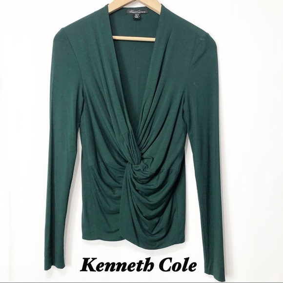 Kenneth Cole Tops - Kenneth Cole Emerald Green V Neck long sleeve SM